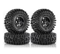 Pneu Caoutchouc RC Compatibile Con Traxxas Per TRX4 D90 Per Axial Per SCX10 II III RS 1/10 Ricambi Per Auto RC Cerchio Beadlock In Metallo Da 120 Mm, 1,9" E Pneumatico In Gomma(Black)