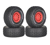 Pneu Caoutchouc RC Compatible avec Arrma pour Mini pour Mojave pour GROM 1/14 RC, Pièces Mise À Niveau Voiture, Accessoires, Pneus en Caoutchouc De 65mm, Pneus À Roues Hexagonales De 12mm(Red)