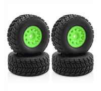 Pneu Caoutchouc RC Compatible avec ARRMA pour Mojave pour GROM 1/14 Pièces De Mise À Niveau pour Voitures Télécommandées Accessoires De Rechange WOWFU - 4 Jantes avec Pneus(Green)
