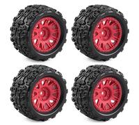 Pneu Caoutchouc RC Compatible avec ARRMA pour Typhon pour Granite 1/18 RC, Pièces De Mise À Niveau De Voiture, Accessoires, Pneus De Parcours Court De 72.5mm avec Roue Hexagonale De 12mm(Red)