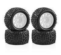 Pneu Caoutchouc RC Compatible avec ARRMA pour Typhon pour GROM pour Granite 1/18 RC Pièces De Mise À Niveau De Voiture Accessoires 72.5mm Moyeux De Roue À Griffes De Pneu en Métal(Silver)
