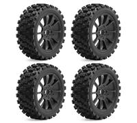 Pneu Caoutchouc RC Compatible avec ARRMA pour Typhon pour Kyosho pour HSP 1/8 RC Pièces De Mise À Niveau Voiture Accessoires Pneus en Caoutchouc De 115 Mm avec Jantes Hexagonales De 17 Mm(Black)