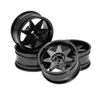 Pneu Caoutchouc RC Compatible avec HSP pour Tamiya XV01 pour TT02 pour HPI pour Kyosho CS D4 1/10 RC, Accessoires De Pièces De Voiture, Moyeux De Roues, Jantes en Métal(Black)