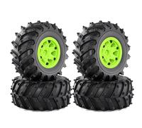 Pneu Caoutchouc RC Compatible avec SCX10 pour Traxxas pour HSP pour HPI pour Tamiya pour Kyosho 1/10 RC, Accessoires De Pièces De Voiture, Pneus 128mm, Roue Hexagonale De 12mm(Green)