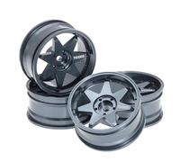 Pneu Caoutchouc RC Compatible avec Tamiya pour TT01 pour Kyosho pour Traxxas 1/10 RC Drift Car Pièces De Mise À Niveau Accessoires 4 Pièces 52mm Jante en Métal Moyeux De Roue(Gray)