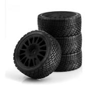 Pneu Caoutchouc RC Compatible avec Tamiya WRC C3 1/10 Pièces De Mise À Niveau pour Voiture Télécommandée Accessoires De Rechange 4 Pièces 67 Mm pour Pneu De Rallye avec Jante(Black)