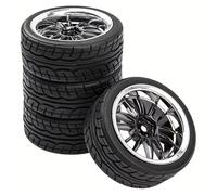 Pneu Caoutchouc RC Compatible avec Tamiya XV01 XV02 TA06 pour TT01 pour TT02 pour HPI pour Kyosho PTG2 1/10 RC pour Pièces De Rallye Roues Pneus Pneus en Caoutchouc Hexagonaux De 12 Mm(Silver)