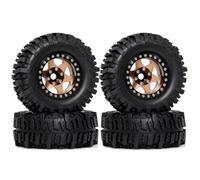 Pneu Caoutchouc RC Compatible avec Traxxas pour Axial pour SCX10 1/10 RC, Accessoires De Pièces De Voiture sur Chenilles, Jante De Roue Et Jeu De Pneus À Plat Profond De 95mm 1.9 Pouces(Brown)