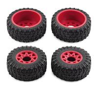 Pneu Caoutchouc RC Compatible avec TRAXXAS pour Slash pour ARRMA pour HPI 1/10 RC, Accessoires De Pièces De Voiture, Roue Hexagonale De 12mm 14mm 17mm, Pneu De Camion De Course Courte(Red)