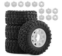 Pneu Caoutchouc RC Compatible avec TRAXXAS pour Slash pour ARRMA pour HPI 1/10 RC, Accessoires De Pièces De Voiture, Roue Hexagonale De 12mm 14mm 17mm, Pneu De Camion De Course Courte(Silver)