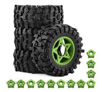 Pneu Caoutchouc RC Compatible avec Traxxas pour Slash pour ARRMA pour SENTON 1/10 RC, Pièces De Mise À Niveau pour Camion De Course Courte, Accessoires, Pneus 109mm avec Roue Hexagonale(Green)
