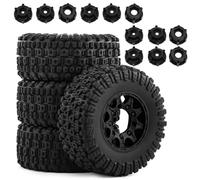 Pneu Caoutchouc RC Compatible avec Traxxas pour Slash pour ARRMA pour SENTON pour HSP pour HPI 1/10 RC Camion Pièces De Mise À Niveau Accessoires Pneus 109mm avec Roue Hexagonale(Black)