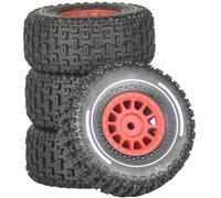 Pneu Caoutchouc RC Pour Arrma Pour Mojave Pour Grom 4x4 Pour Smart 1/14 RC Jeu De Roues Pour Desert Truck Off-Road Pour Buggy Accessoires Mise À Niveau Pièces De Rechange(Red)