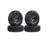Pneu Caoutchouc RC pour Axial pour SCX10 pour TRX4 VS4-10 Gen8 4WD 1/10 4 Pièces Décalage Négatif -10,3 Mm Aluminium 1.9 Roues Beadlock Pneus Boue RC Crawler(Black)