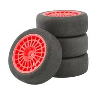 Pneu Caoutchouc RC pour Kyosho pour HSP pour HPI pour RGT pour LC PTG-2 pour Tamiya pour TT02 1/10 4PCS 68 * 26mm Roue Pneu Ensemble Rc Voiture pour Pièces Course(Red)