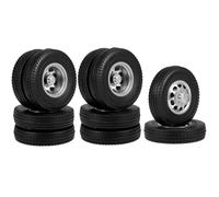 Pneu Caoutchouc RC pour Tamiya Ensemble Complet De Pneus Roue, Moyeu De Roue Avant Et Arrière en Métal pour Remorque 1/14 RC, Tracteur, Camion, Voiture, Pièces De Mise À Niveau, 6 Pièces