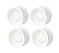 Pneu Caoutchouc RC pour Tamiya XV02 pour Kyosho pour HSP pour HPI pour Sakura pour Traxxas pour RedCat 4 Pièces 52 Mm 1/10 Drift ABS Jante Moyeux Roue RC sur Route Voiture(White)