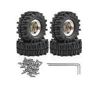 Pneu Caoutchouc RC pour TRX4M pour SCX24 C10 pour JLU DB pour Gladiator pour Bronco pour FMS pour Ascent-18 Jantes en Laiton 1/18 1,3" 64 Mm Jeu Roues Caoutchouc Voiture(Brown)