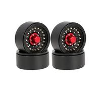 Pneu Caoutchouc RC pour TRX6 pour TRX4 pour SCX10 III pour Wraith pour Capra VS4-10 Gen8 CC01 1/10 Jantes Aluminium 1,9 Pouces avec Système Verrouillage pour Talon À L'échelle RC(Black)
