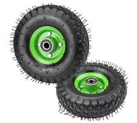 Pneu de roue pneumatique de 10 pouces 4.10/3.50-4 avec roulement de 20 mm, moyeu décalé de 2,76", remplacement pour diable, brouette, chariot de jardin, chariot à sacs et remorque 10''/3.50-4