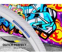 Pneu Dutch Perfect 28 x 1,40" / 40-622 avec protection anti-crevaison - Blanc avec bande réfléchissante