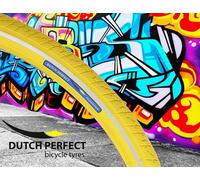 Pneu Dutch Perfect 28 x 1,40" / 40-622 avec protection anti-crevaison - Jaune avec bande réfléchissante