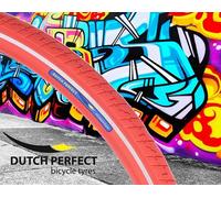 Pneu Dutch Perfect 28 x 1,40" / 40-622 avec protection anti-crevaison - Rouge avec bande réfléchissante