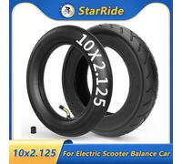 Pneu et chambre à air 10x2.125 pour poussette de bébé, chariot, roues de remplacement de pneus de scooter électrique avec 0 ° Tige de valve pour jantes de 6 pouces outer tire