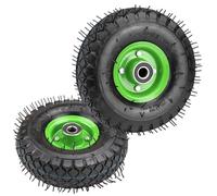 Pneu pneumatique 10 pouces 4.10/3.50-4 avec roue, trou d'alésage d'essieu de 20 mm et roulements, moyeu décalé de 2,76" pour diable, brouette, chariot de jardin, chariot à sacs, 8''/2.50-4