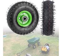 Pneu pneumatique de remplacement 10" 4.10/3.50-4 avec roue, roulements d'alésage d'essieu de 20 mm et décalage de moyeu de 2,76", pour diable, brouette, chariot de jardin, chariot à sacs, 8''/2.50-4