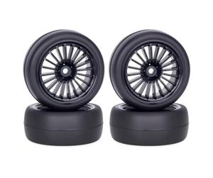 Pneu Roue Rc pour Tamiya pour TT01 pour TT02 TA06 pour HSP 1/10 | 65x26 pré-collés pour 1/10, composé caoutchouc offrant une adhérence, hex 12mm, installation facile Pneus