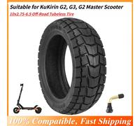 Pneu tubeless tout-terrain 10x2.75-6.5 pour trottinettes KuKirin G2, G3, G2 Master, remplacement de pneu sous vide tout-terrain Tire curved nozzle