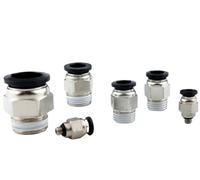 Pneumatic Air Connector Fitting 4mm 6mm 8/10mm Thread 1/8 1/4 3/8 1/2 Hose Fittings pipe ittings 5pcs(PC10-01) Brass Hose