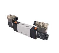 Pneumatic Air Solenoid Valve 4V420-15 Two Coil 1/2" BSP 12V DC 5 Way Electric Control Valve Plug With Red Indicator Light(4V420-10,DC12V)