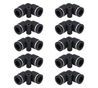 Pneumatic Connector 10pcs | ABS Material 1.2MPa Pressure Tolerant | Oval Release Hoop for Automation Equipment/Mechanical Engineering | Thread Glue Sealed (10)