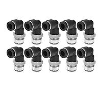 Pneumatic Connectors 10Pcs L Shape Right Angle | 1.0-1.2Mpa Pressure Tolerance for Pneumatic Compressor/Automation Equipment | External Thread Quick Pipe Fittings PL Model (8-01)