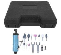 Pneumatic Die Grinder Kit | 18000 RPM Pneumatic Grinding Tool for Forms/Hardware/Stone | 6mm & 3mm Chuck, 90 PSI Working Pressure | 16 - Piece Polishing & Cutting Set