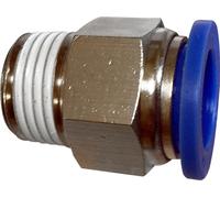 Pneumatique mâle droit poussoir (PC) Ø 8 mm avec filetage BSPT R1/2"