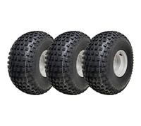Pneus ATV 22x11.00-8 Knobby, sans chambre à air, 4 plis, montés sur jantes acier 100 mm PCD - lot de 3