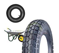 Pneus de brouette EGB08NTE + chambre à air 3.50-8 renforcés, lot de 2, caoutchouc pour roues de jardin