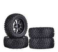 Pneus de Buggy Tout-Terrain 88/75 mm, moyeux hexagonaux de 12 mm for Wlto-ys 144001 1/14 1/16 1/10 Axial SCX10 Traxxas TRX-4 Tamiya RC Racing Car(Black Set)