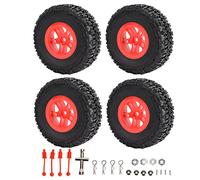 Pneus de camion RC Short Course, roues de remplacement durables et professionnelles à haute simulation pour voiture TRAXXAS SLASH 1/10 RC en caoutchouc de qualité supérieure, (Rouge)