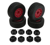 Pneus de camion RC Short Course, roues en caoutchouc robustes avec adaptateurs hexagonaux pour voitures RC tout-terrain SENTON TRAXXAS SLASH LOSI à l'échelle 1/10, paquet de 4 (Rouge)