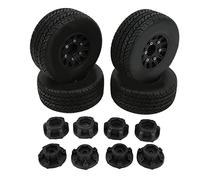 Pneus de camion RC Short Course, roues en caoutchouc robustes avec adaptateurs hexagonaux pour voitures RC tout-terrain SENTON TRAXXAS SLASH LOSI à l'échelle 1/10, paquet de 4 (Noire)