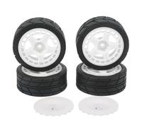 Pneus de roue RC 1/10 avec aileron de moyeu, roue plate en plastique et caoutchouc RC pour pièces de mise à niveau de voiture, blanc, 4 pièces
