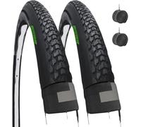 Pneus Ecovelò 700 x 40C (42-622) + Chambres à Air avec Valve ITA - Noir - Demi Slick - Route, Gravel, Off-Road, VTT