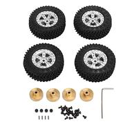 Pneus en caoutchouc avant et arrière de 55mm, jante de roue métallique à 5 rayons SCX24 1/24 RC voiture forte compatibilité, fabrication exquise (Argent)