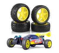 Pneus et jantes RC tout-terrain 1/10, hexagonaux 12 mm, pneus de buggy en caoutchouc avant et arrière pour voiture tout-terrain 1:10 HSP Kyosho HPI Tamiya 4pcs black