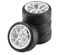 Pneus Et Roues RC Compatible avec Tamiya TT01 XV01 PTG-2 pour Kyosho pour HPI pour HSP Pneu De Dérive Dure 1/10 RC Voiture sur Route Touring pour Roue De Pneu De Voiture De Course