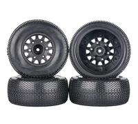 Pneus Et Roues RC Compatible avec Traxxas pour Slash pour ARRMA pour SENTON pour Vkar Pneu pour Camion Short Course RC 1/8 Et 1/10 avec Hexagone De Roue De 12 Mm, 14 Mm Et 17 Mm(Black)